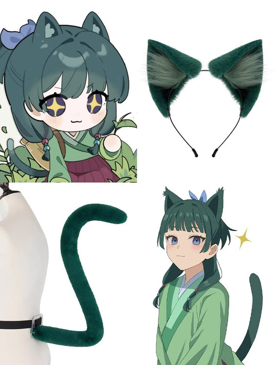 MiukoCosplay Anime The Apothecary Diaries Cosplay Maomao Cat's Ears Hair Hoop Cute Headwear Accessories &Tail Cosplay Prop