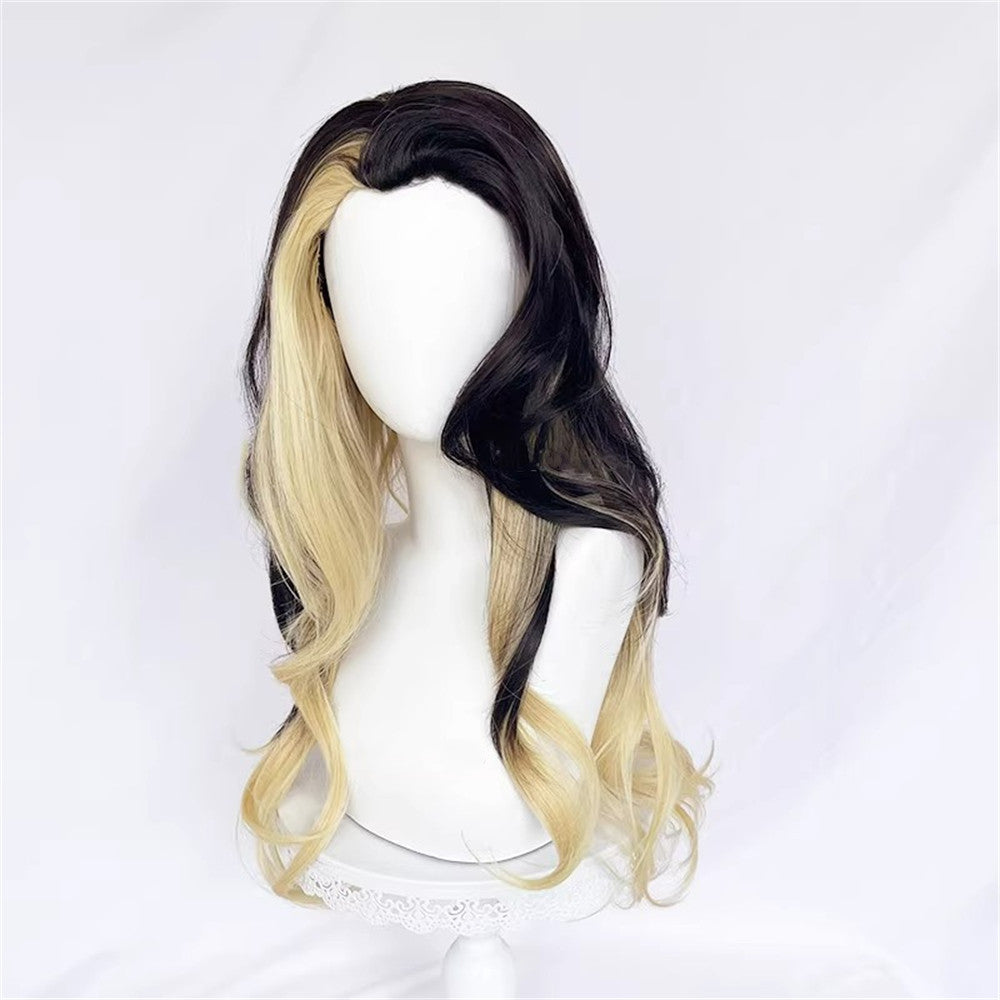 【In Stock】Game League of Legends Cosplay Coven Ahri Cosplay Wig Long Black & Blond Cosplay Wig