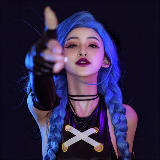 【In Stock】Game League of Legends Cosplay Jinx Cosplay Wig 130CM Long Hair