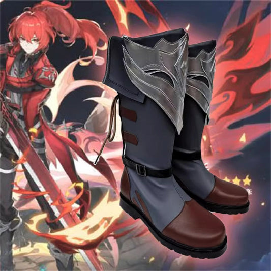 Game Genshin Impact Red Dead of Night Cosplay Shoes Diluc Cosplay Boots Shoes - Cosplay Shoes Boots
