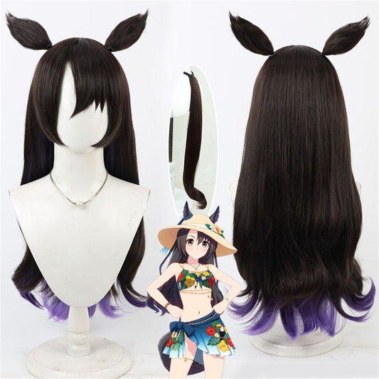 【In Stock】Game Umamusume:Pretty Derby Cosplay サトノクラウン Satono Crown Cosplay Wig With Ears and Tail SwimwearHair Style