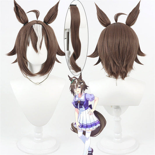 【In Stock】Game Umamusume:Pretty Derby Cosplay ルーラーシップ Rulership Cosplay Wig With Ears and Tail
