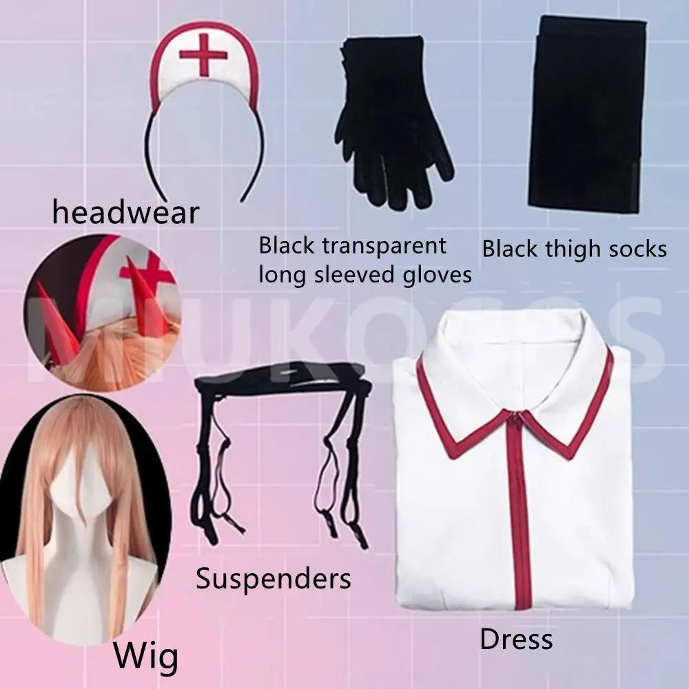 【In Stock】Anime Chainsaw Man Cosplay The Nurse Outfit Makima Cosplay Costume - Full Set 2 / XS - Cosplay Costumes