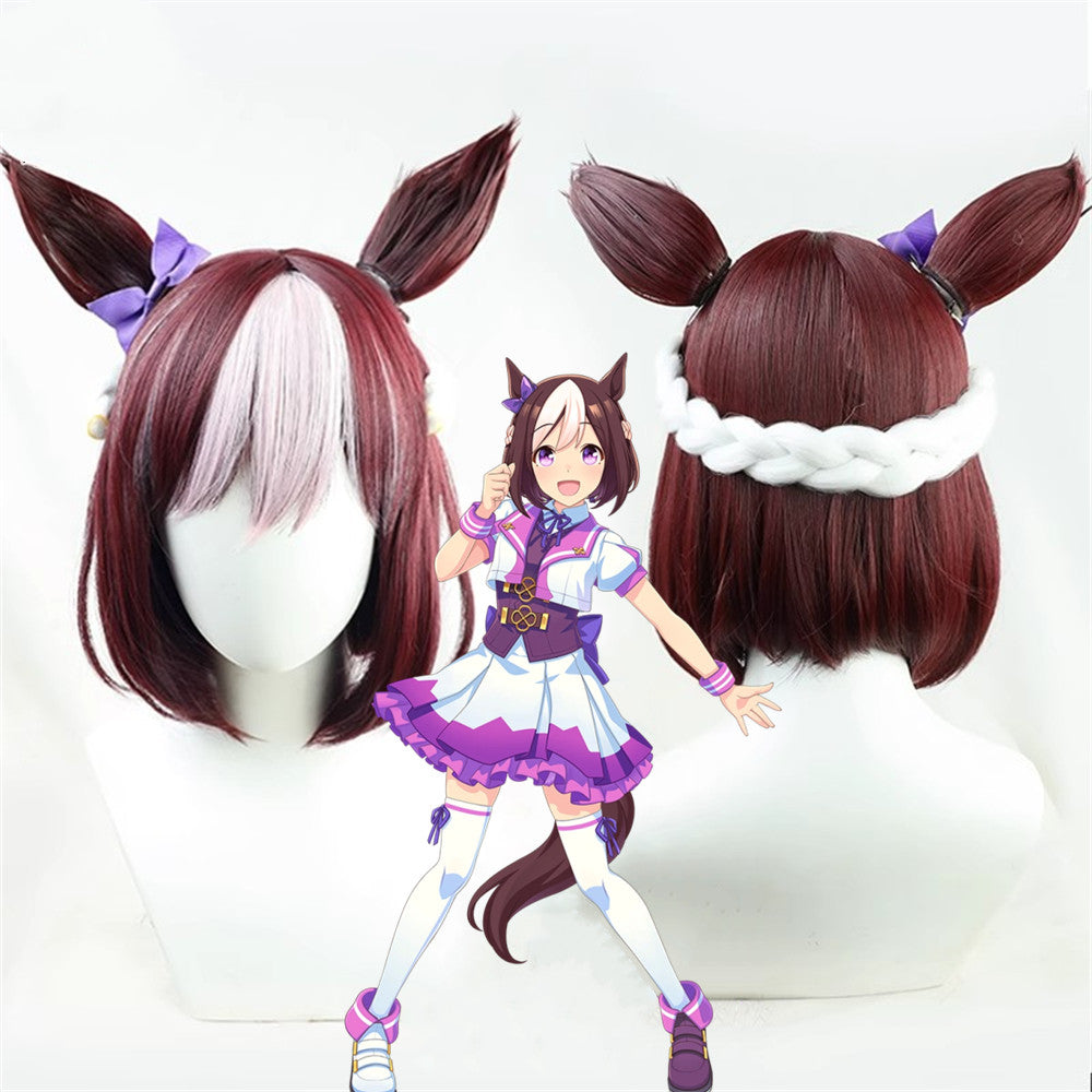 【In Stock】Game Umamusume:Pretty Derby Cosplay スペシャルウィーク Special Week Cosplay Wig With Ears and Tail