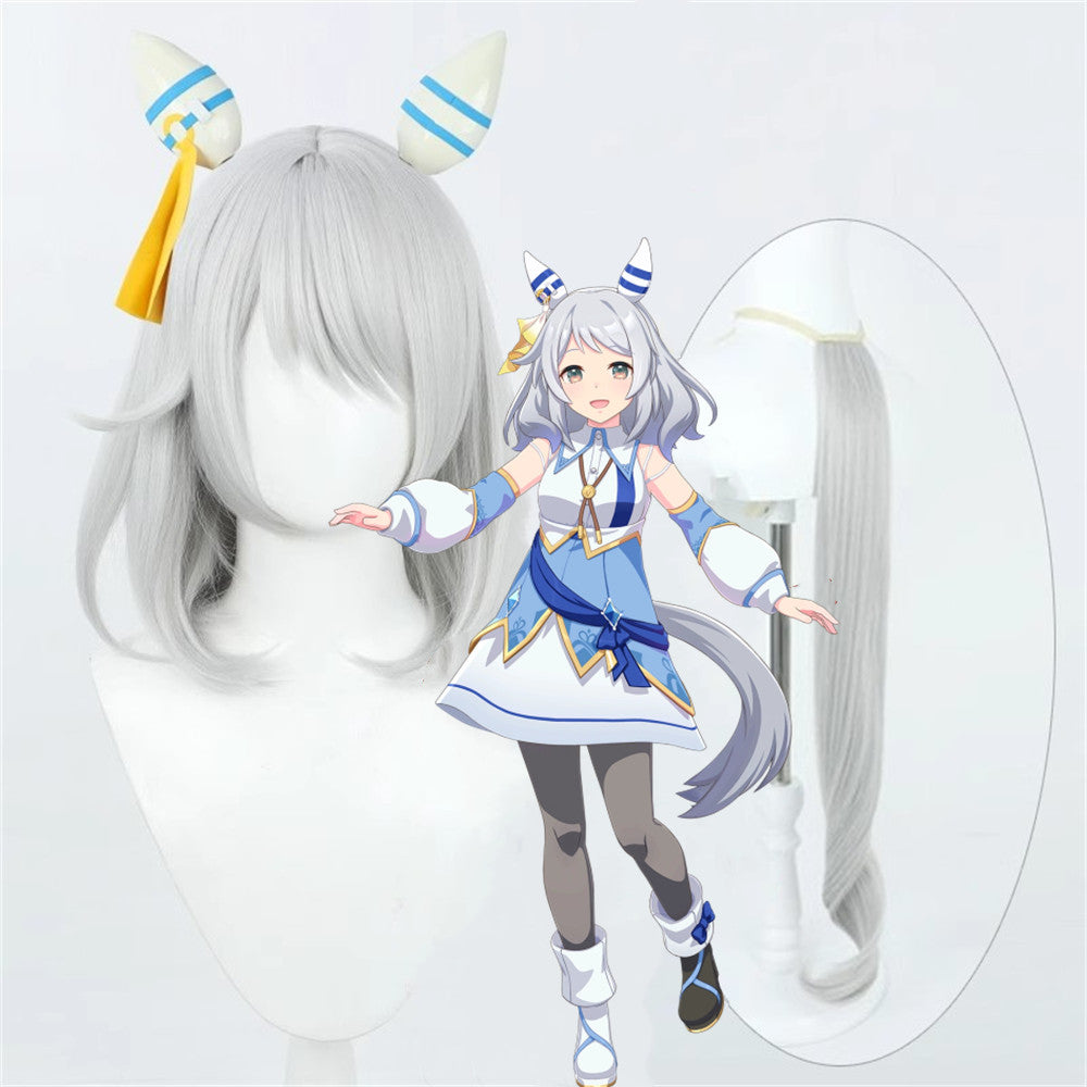 【In Stock】Game Umamusume:Pretty Derby Cosplay ヒシミラクル Hishi Miracle Cosplay Wig With Ears and Tail