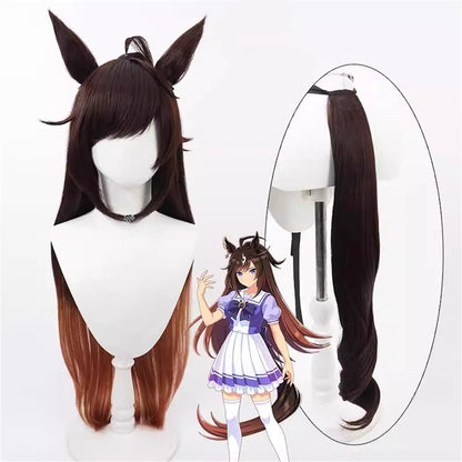 【In Stock】Game Umamusume:Pretty Derby Cosplay ドゥラメンテ Duramente Cosplay Wig With Ears and Tail