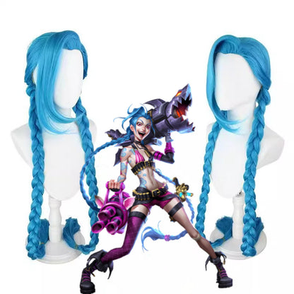【In Stock】Game League of Legends Cosplay Jinx Cosplay Wig 130CM Long Hair