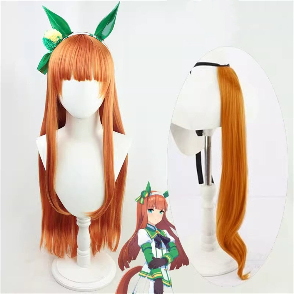 【In Stock】Game Umamusume:Pretty Derby Cosplay Silence Suzuka Cosplay Wig With Hair Access and Tail