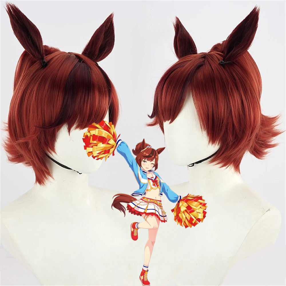 【In Stock】Game Umamusume:Pretty Derby Cosplay ナイスネイチャ Nice Nature Cheerleaders RUN＆WIN Cosplay Wig With Ears and Tail