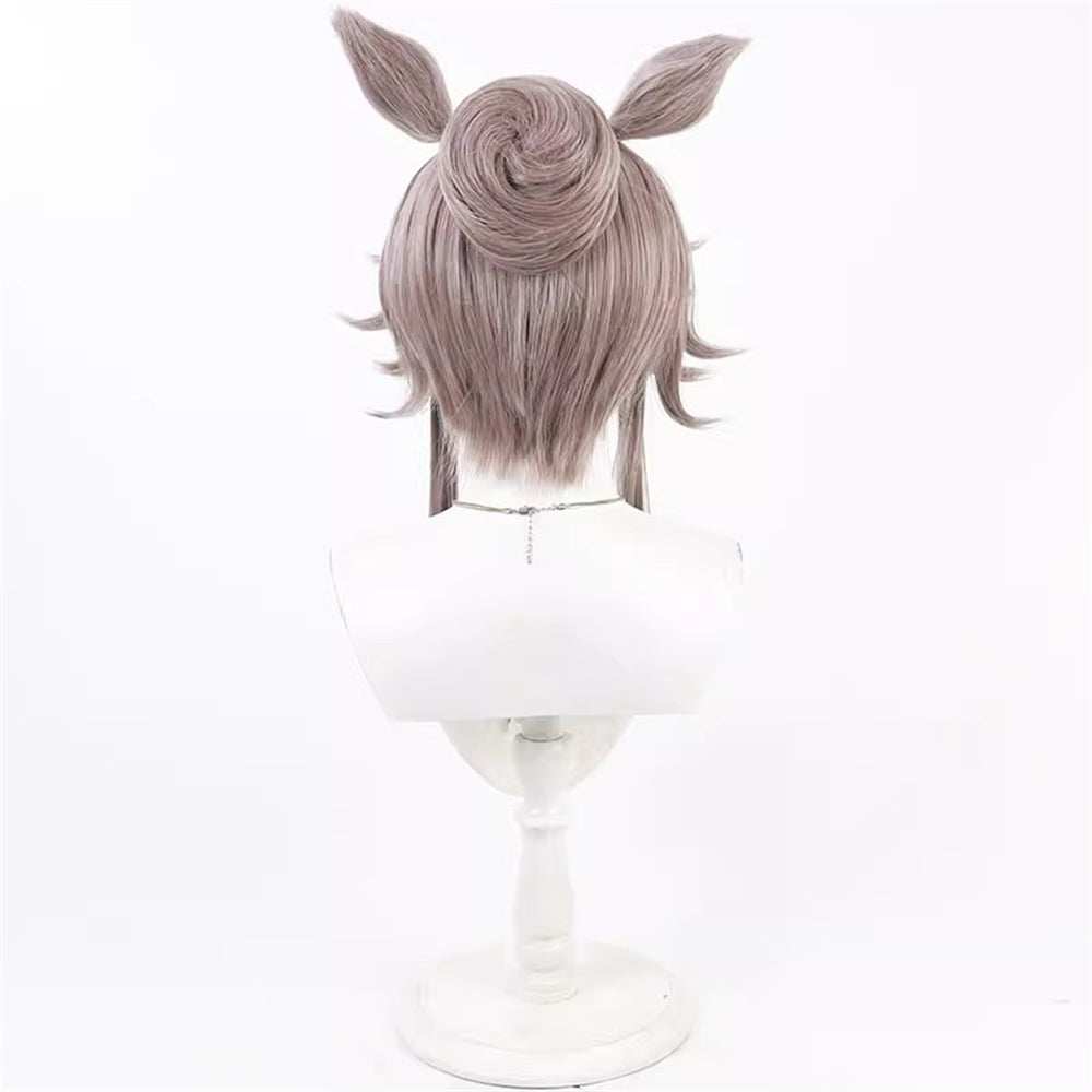 【In Stock】Game Umamusume:Pretty Derby Cosplay ワンダーアキュート Wonder Acute Cosplay Wig Updo Hair Style With Ears and Tail
