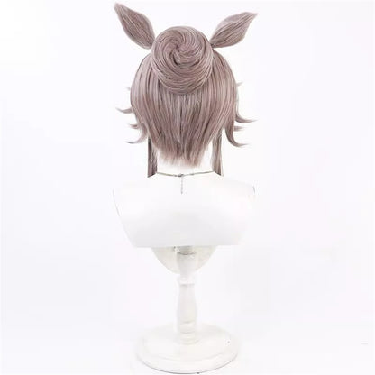 【In Stock】Game Umamusume:Pretty Derby Cosplay ワンダーアキュート Wonder Acute Cosplay Wig Updo Hair Style With Ears and Tail