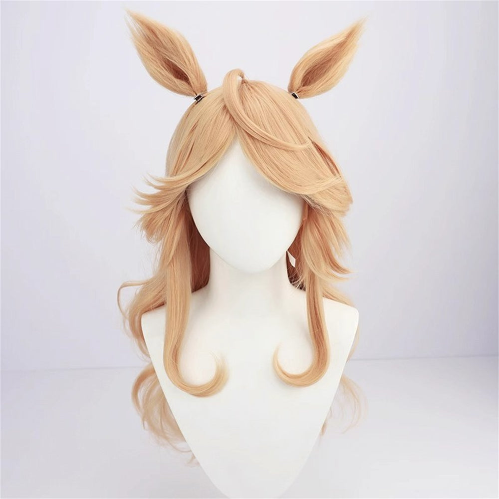 【In Stock】Game Umamusume:Pretty Derby Cosplay ゴールドシチー Gold City Cosplay Wig With Ears and Tail