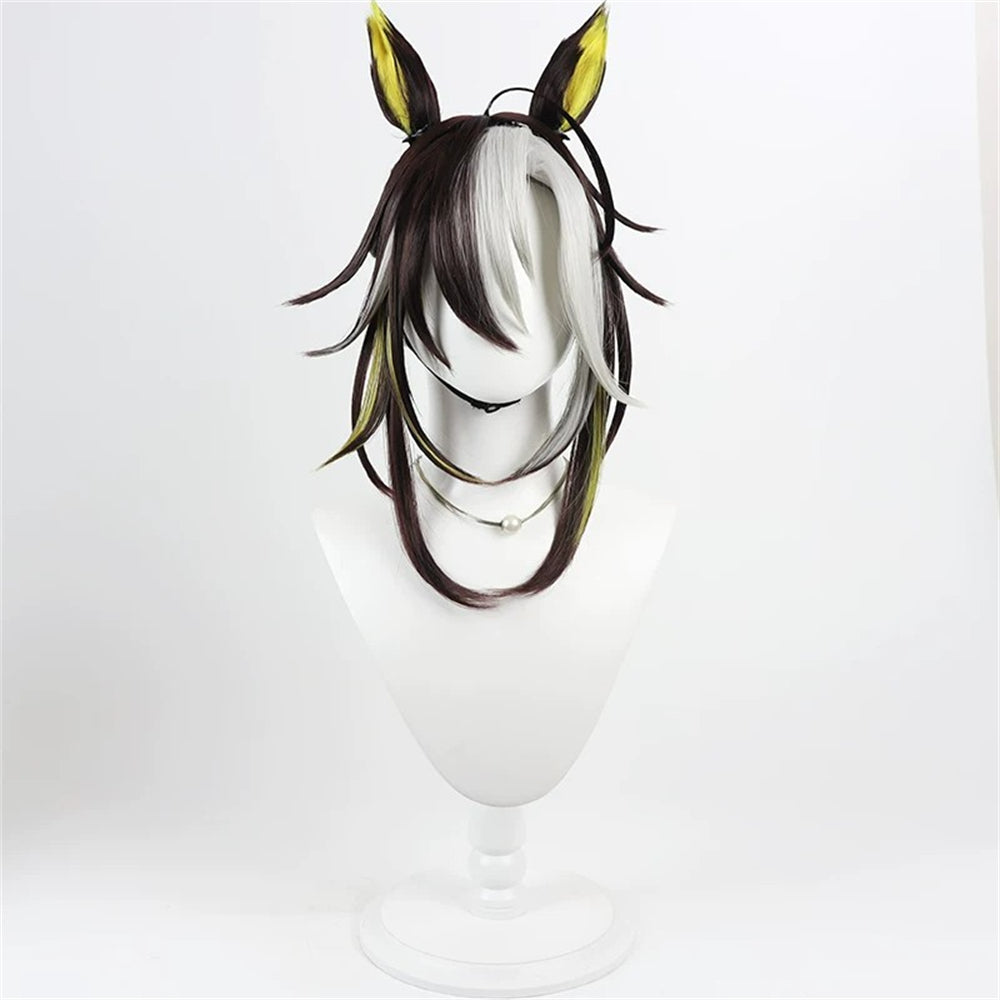 【In Stock】Game Umamusume:Pretty Derby Cosplay Dream‑Journey Snow‑White Dream Road white wedding Cosplay Wig With Ears and Tail
