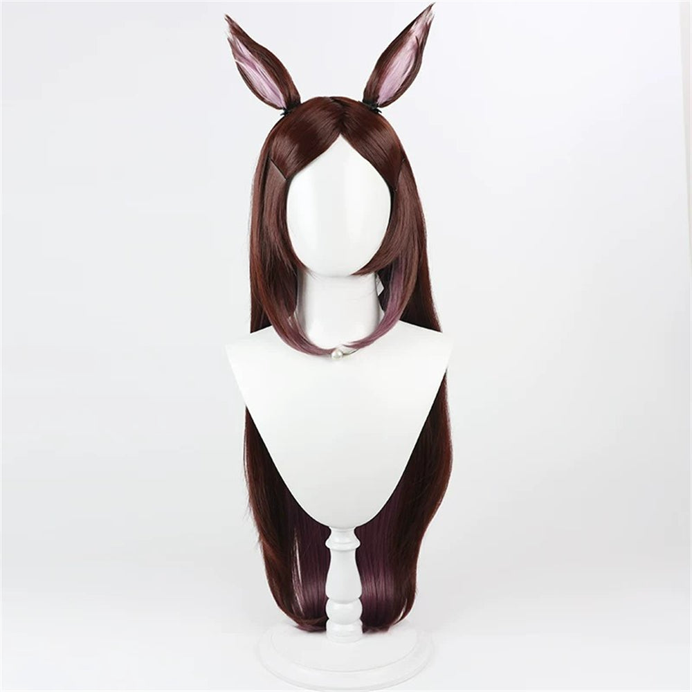 【In Stock】Game Umamusume:Pretty Derby Cosplay Sakura Bakushin O Cosplay Wig With Ears and Tail
