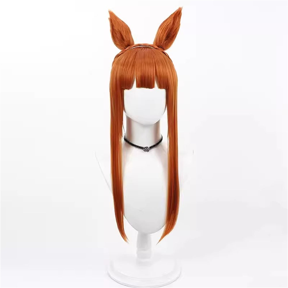 【In Stock】Game Umamusume:Pretty Derby Cosplay サイレンススズカ Silence Suzuka Swimwear Style Cosplay Wig With Ears and Tail