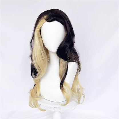 【In Stock】Game League of Legends Cosplay Coven Ahri Cosplay Wig Long Black & Blond Cosplay Wig