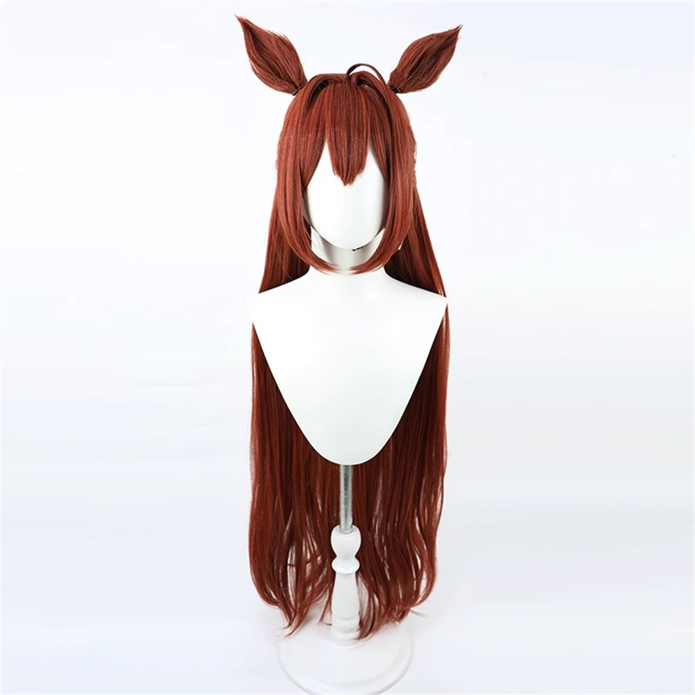 【In Stock】Game Umamusume:Pretty Derby Cosplay ダイワスカーレット Daiwa Scarlet Christmas Cosplay Wig 120cm With Ears and Tail
