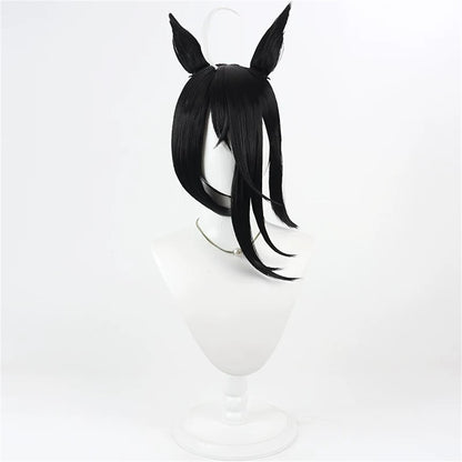 【In Stock】Game Umamusume:Pretty Derby Cosplay Manhattan Cafe Black Wedding Dress Cosplay Wig With Ears and Tail