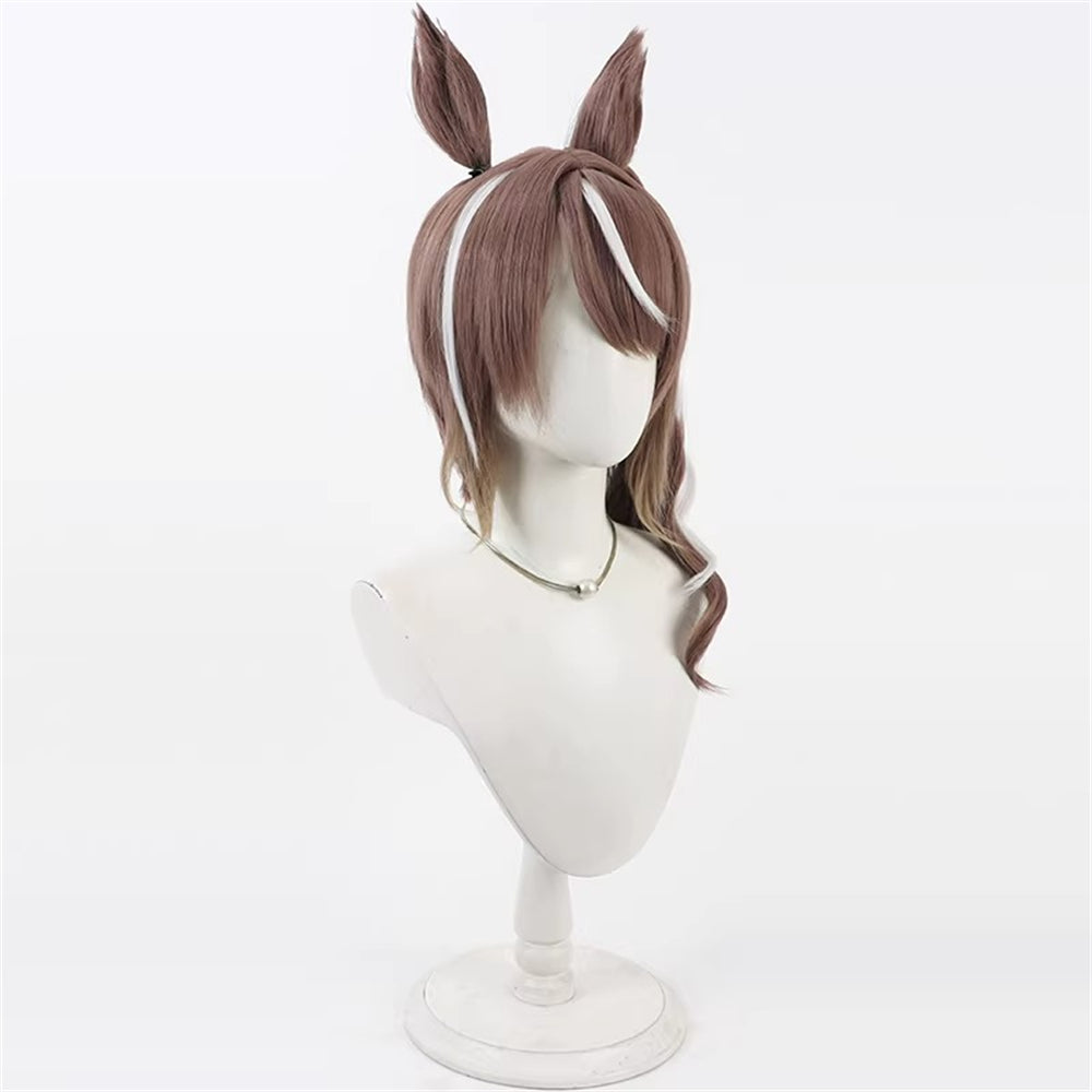 【In Stock】Game Umamusume:Pretty Derby Cosplay ハイキーハロー Highkey Hallo Cosplay Wig With Ears and Tail