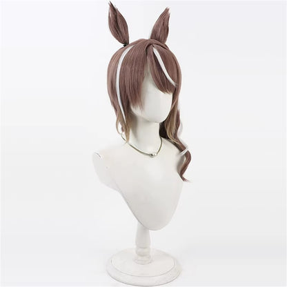 【In Stock】Game Umamusume:Pretty Derby Cosplay ハイキーハロー Highkey Hallo Cosplay Wig With Ears and Tail