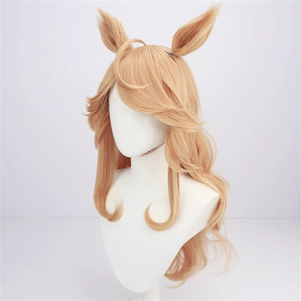 【In Stock】Game Umamusume:Pretty Derby Cosplay ゴールドシチー Gold City Cosplay Wig With Ears and Tail