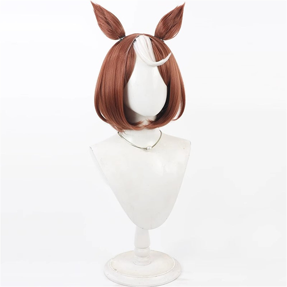 【In Stock】Game Umamusume:Pretty Derby Cosplay ツルマルツヨシ Tsurumaru Tsuyoshi Cosplay Wig With Ears and Tail