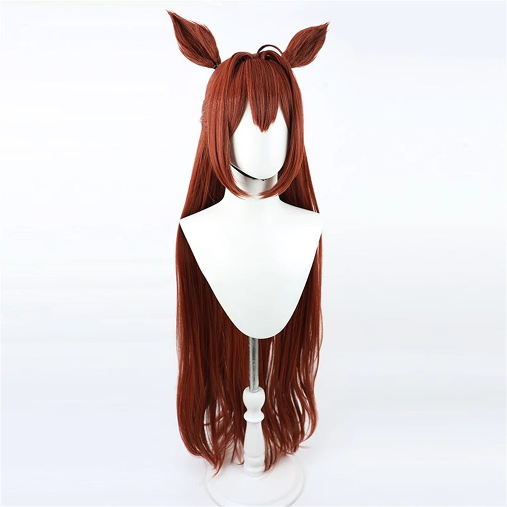 【In Stock】Game Umamusume:Pretty Derby Cosplay ダイワスカーレット Daiwa Scarlet Christmas Cosplay Wig 120cm With Ears and Tail