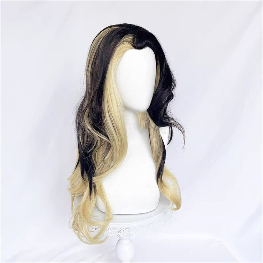 【In Stock】Game League of Legends Cosplay Coven Ahri Cosplay Wig Long Black & Blond Cosplay Wig