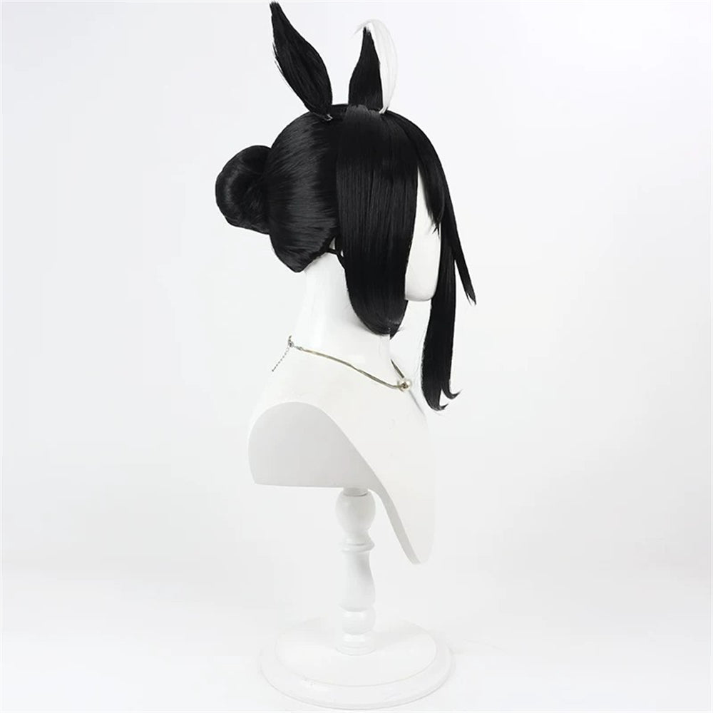 【In Stock】Game Umamusume:Pretty Derby Cosplay Manhattan Cafe Black Wedding Dress Cosplay Wig With Ears and Tail