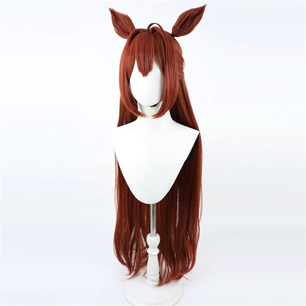 【In Stock】Game Umamusume:Pretty Derby Cosplay ダイワスカーレット Daiwa Scarlet Christmas Cosplay Wig 120cm With Ears and Tail