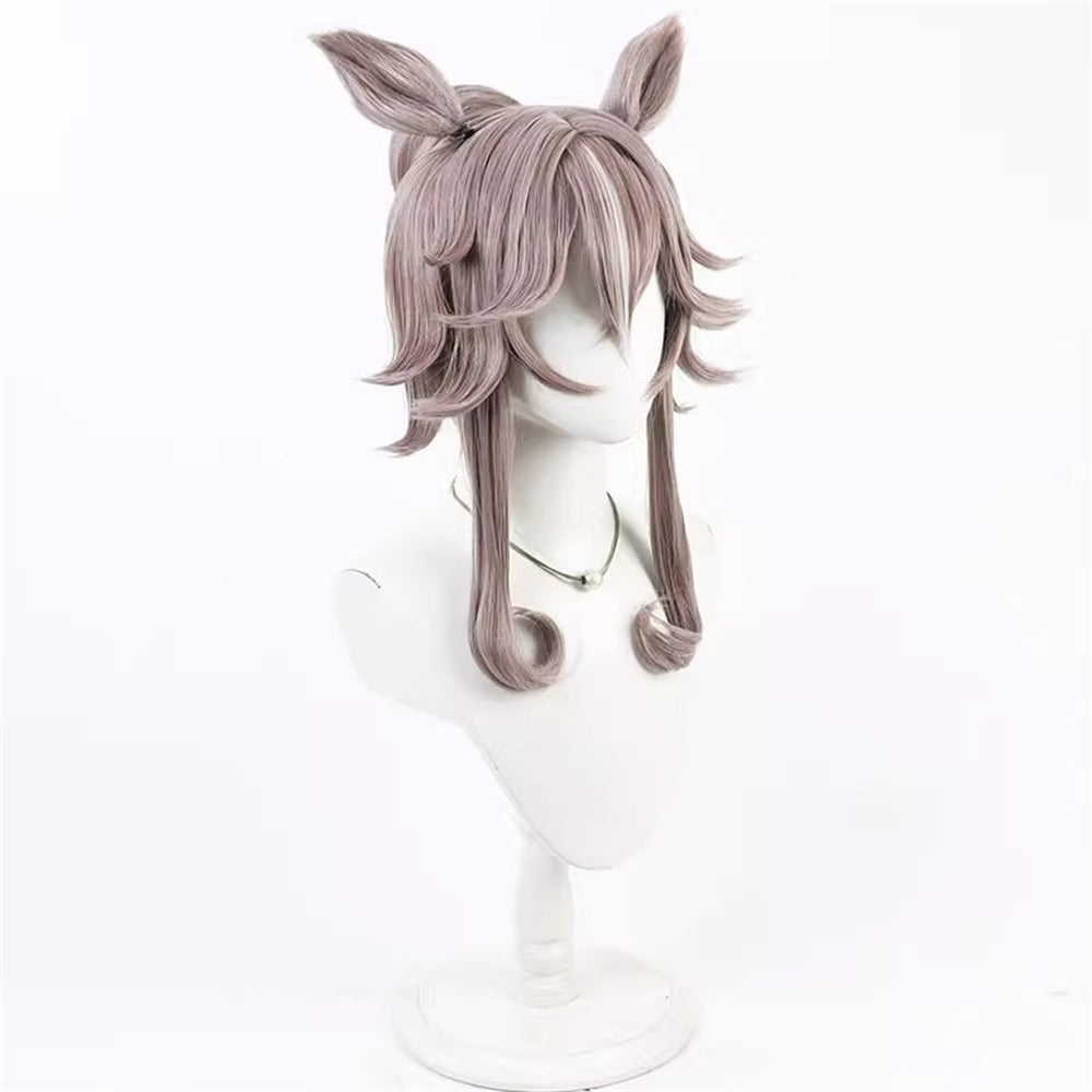 【In Stock】Game Umamusume:Pretty Derby Cosplay ワンダーアキュート Wonder Acute Cosplay Wig Updo Hair Style With Ears and Tail