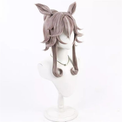 【In Stock】Game Umamusume:Pretty Derby Cosplay ワンダーアキュート Wonder Acute Cosplay Wig Updo Hair Style With Ears and Tail