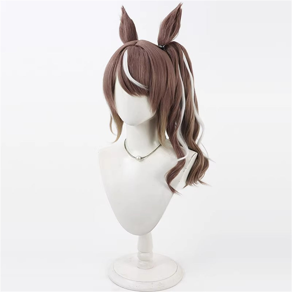 【In Stock】Game Umamusume:Pretty Derby Cosplay ハイキーハロー Highkey Hallo Cosplay Wig With Ears and Tail
