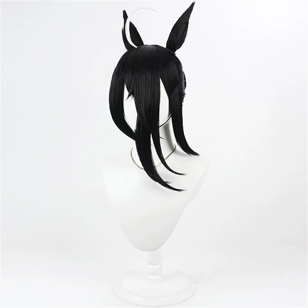 【In Stock】Game Umamusume:Pretty Derby Cosplay Manhattan Cafe Black Wedding Dress Cosplay Wig With Ears and Tail