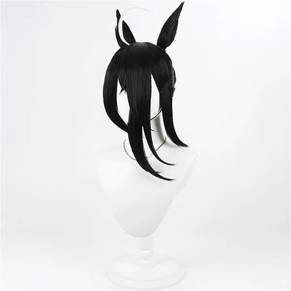 【In Stock】Game Umamusume:Pretty Derby Cosplay Manhattan Cafe Black Wedding Dress Cosplay Wig With Ears and Tail