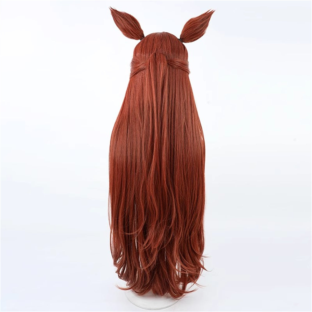 【In Stock】Game Umamusume:Pretty Derby Cosplay ダイワスカーレット Daiwa Scarlet Christmas Cosplay Wig 120cm With Ears and Tail