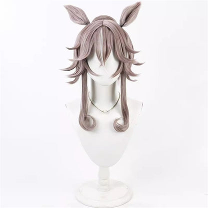 【In Stock】Game Umamusume:Pretty Derby Cosplay ワンダーアキュート Wonder Acute Cosplay Wig Updo Hair Style With Ears and Tail