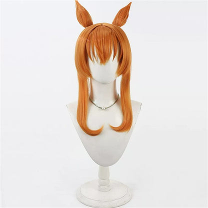 【In Stock】Game Umamusume:Pretty Derby Cosplay Mayano Top Gun Sunlight Bouquet サンライト・ブーケ Cosplay Wig With Ears and Tail