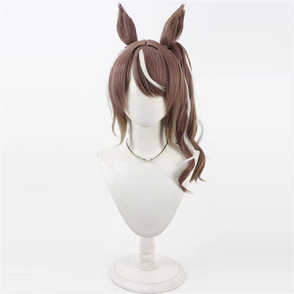 【In Stock】Game Umamusume:Pretty Derby Cosplay ハイキーハロー Highkey Hallo Cosplay Wig With Ears and Tail