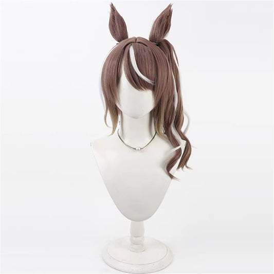 【In Stock】Game Umamusume:Pretty Derby Cosplay ハイキーハロー Highkey Hallo Cosplay Wig With Ears and Tail
