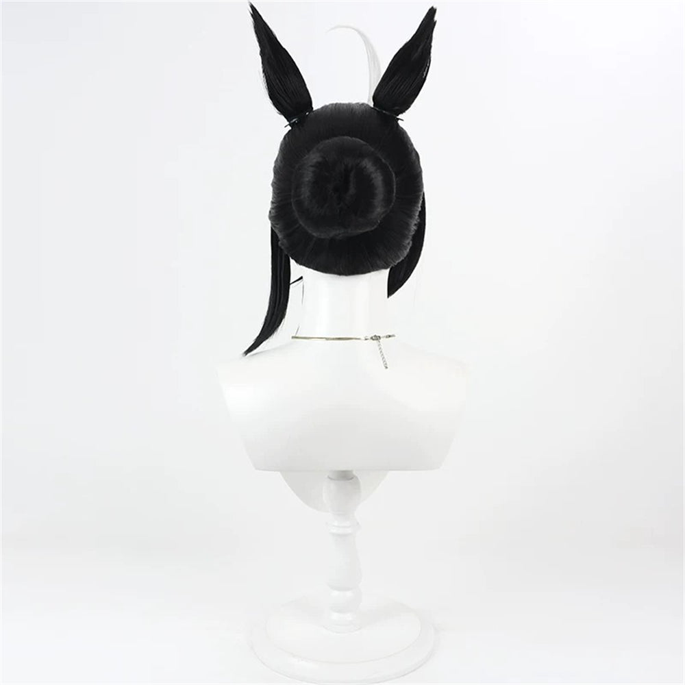 【In Stock】Game Umamusume:Pretty Derby Cosplay Manhattan Cafe Black Wedding Dress Cosplay Wig With Ears and Tail