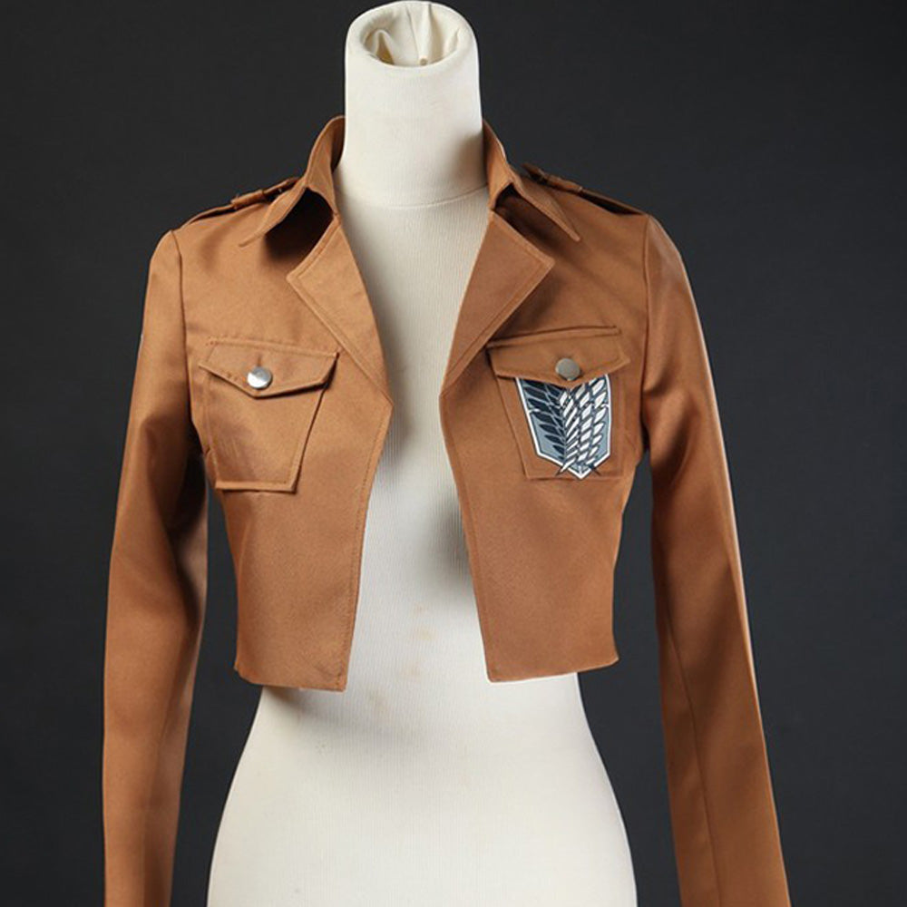 【In Stock】Anime Attack On Titan Cosplay Survey Corps Leather Suit Jacket Cosplay Costume - Cosplay Costumes