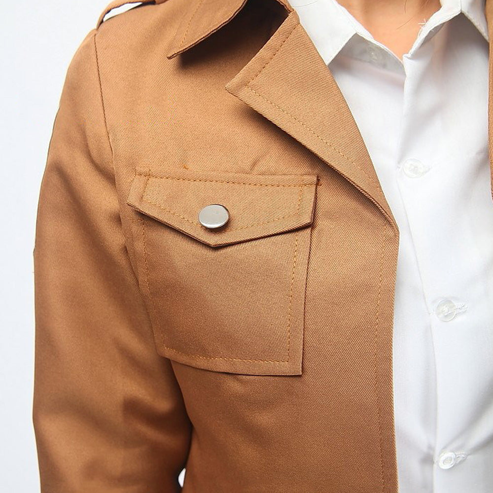 【In Stock】Anime Attack On Titan Cosplay Survey Corps Leather Suit Jacket Cosplay Costume - Cosplay Costumes