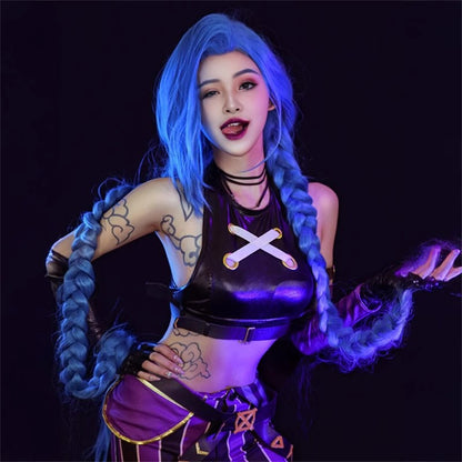 【In Stock】Game League of Legends Cosplay Jinx Cosplay Wig 130CM Long Hair
