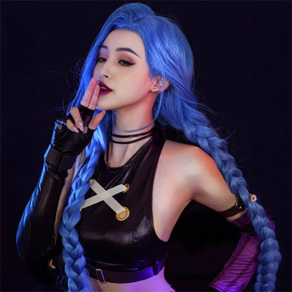 【In Stock】Game League of Legends Cosplay Jinx Cosplay Wig 130CM Long Hair