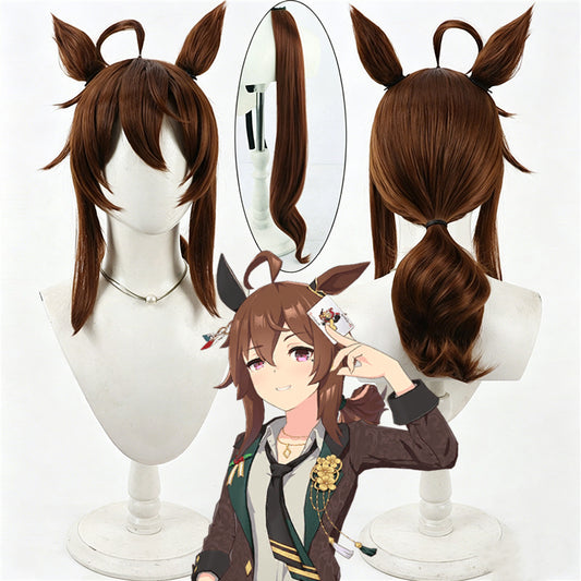 【In Stock】Game Umamusume:Pretty Derby Cosplay ナカヤマフェスタ Nakayama Festa (Christmas) Cosplay Wig With Ears and Tail