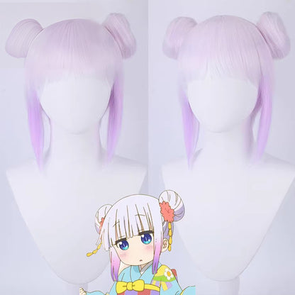 【In Stock】Anime Miss Kobayashi's Dragon Maid Cosplay Kanna Kamui Kimono Bun Head Cosplay Wig