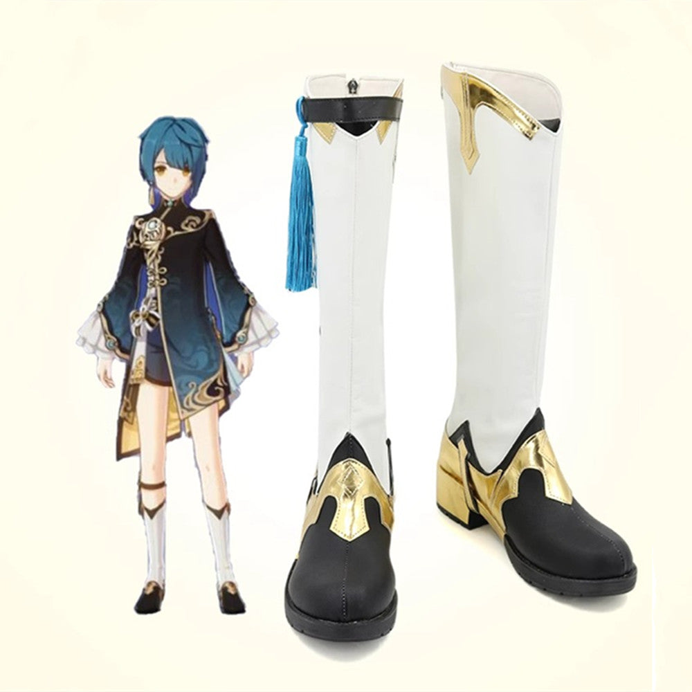 Game Genshin Impact Cosplay XingQiu Cosplay Long Boots Cosplay Shoes - Cosplay Shoes Boots