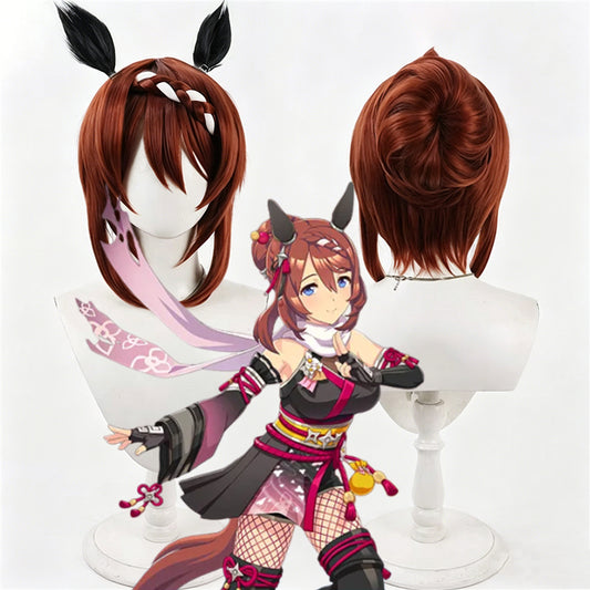 【In Stock】Game Umamusume:Pretty Derby Cosplay New Outfit スーパークリーク Super Creek Cosplay Wig With Ears and Tail