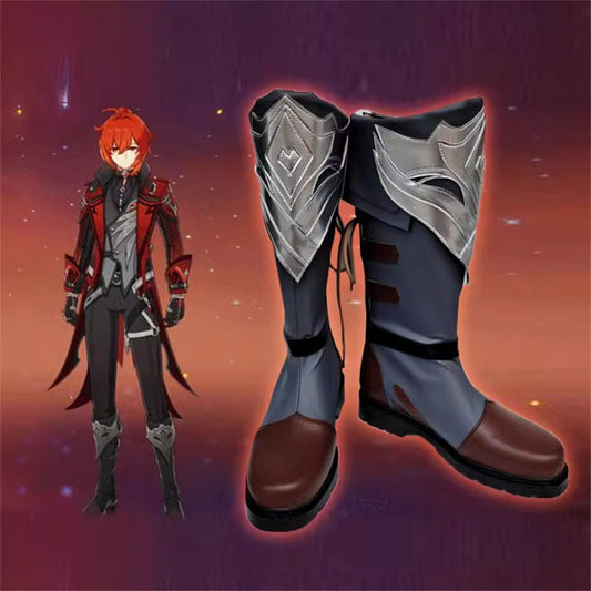 Game Genshin Impact Red Dead of Night Cosplay Shoes Diluc Cosplay Boots Shoes - Cosplay Shoes Boots